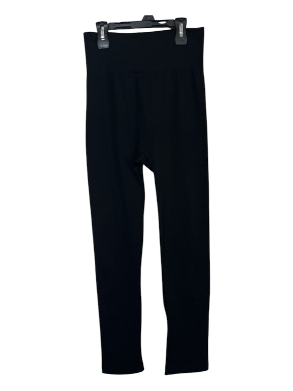 JUST-ONE High Waisted Ribbed Fleece Lined Leggings Black Plus Size 1X/2X